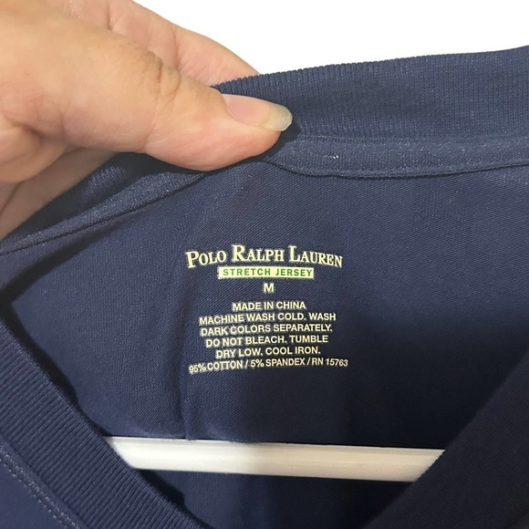 Polo Ralph Lauren Stretch Jersey V Neck Navy Tee - Picture 3 of 5